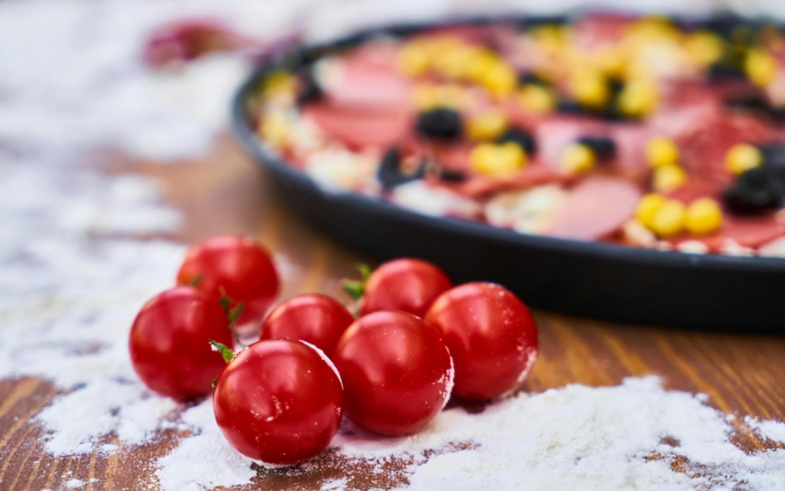 Professional baking workspace with fresh pastries